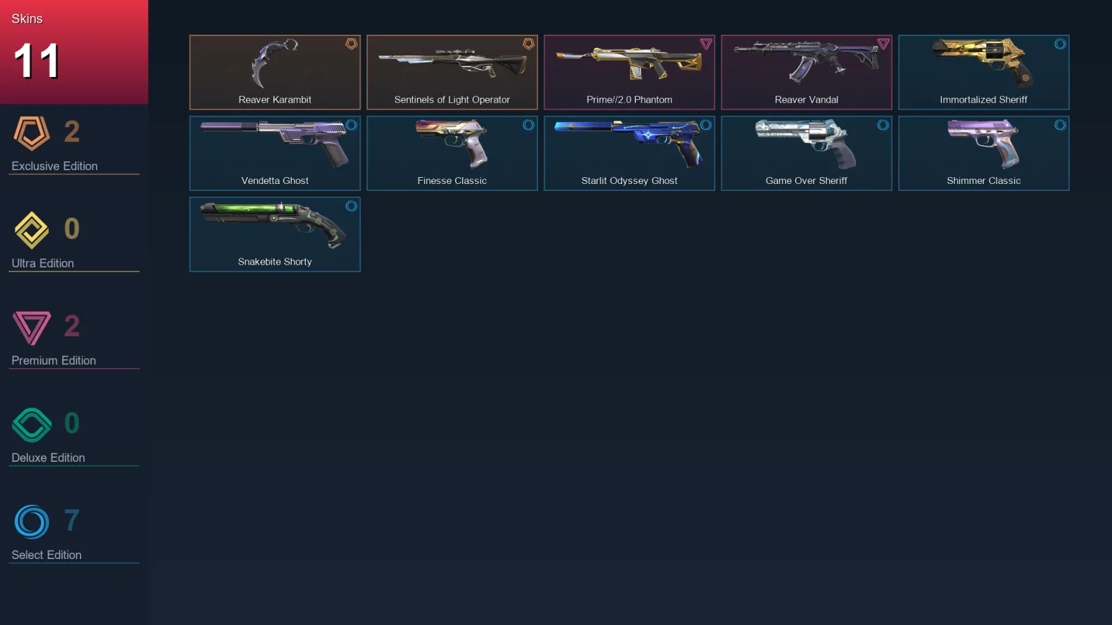 AP | Lv127 | Unranked | 11 Skin | 20 Agent | 24 Buddy