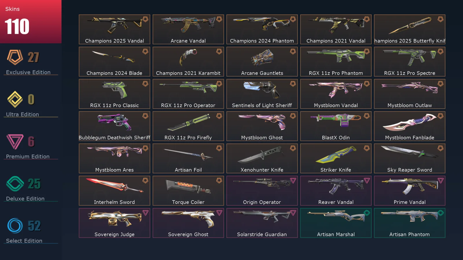 [Valorant] | EU | Level 266 | 29 Agents | 111 Skins