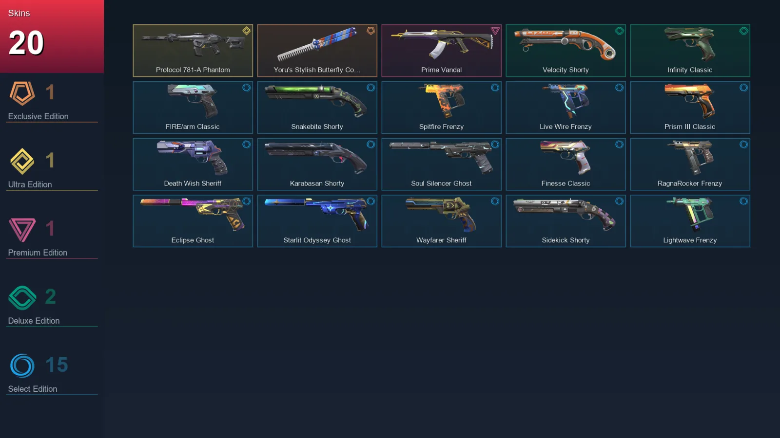 EU | Lv201 | Unranked | 20 Skin | 25 Agent | 86 Buddy