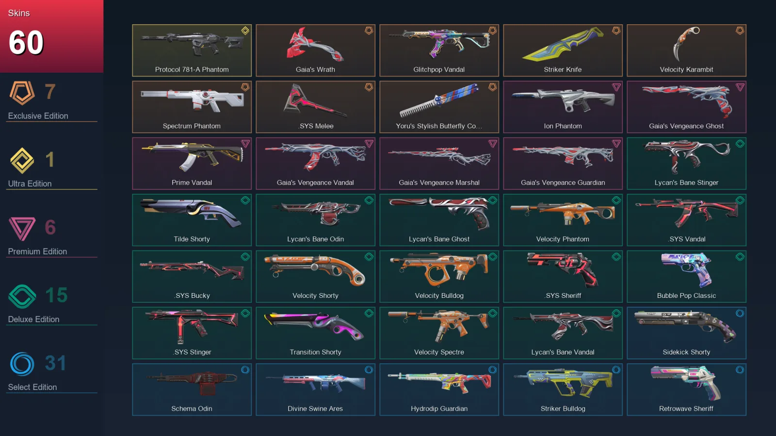 AP | Lv197 | Unranked | 60 Skin | 28 Agent | 98 Buddy — Valorant account