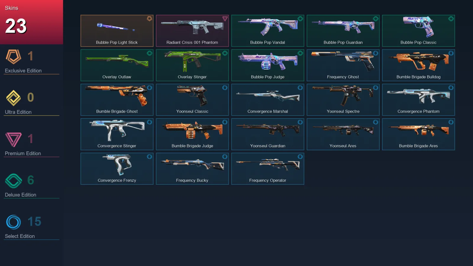 AP | Lv43 | Unranked | 23 Skin | 16 Agent | 30 Buddy
