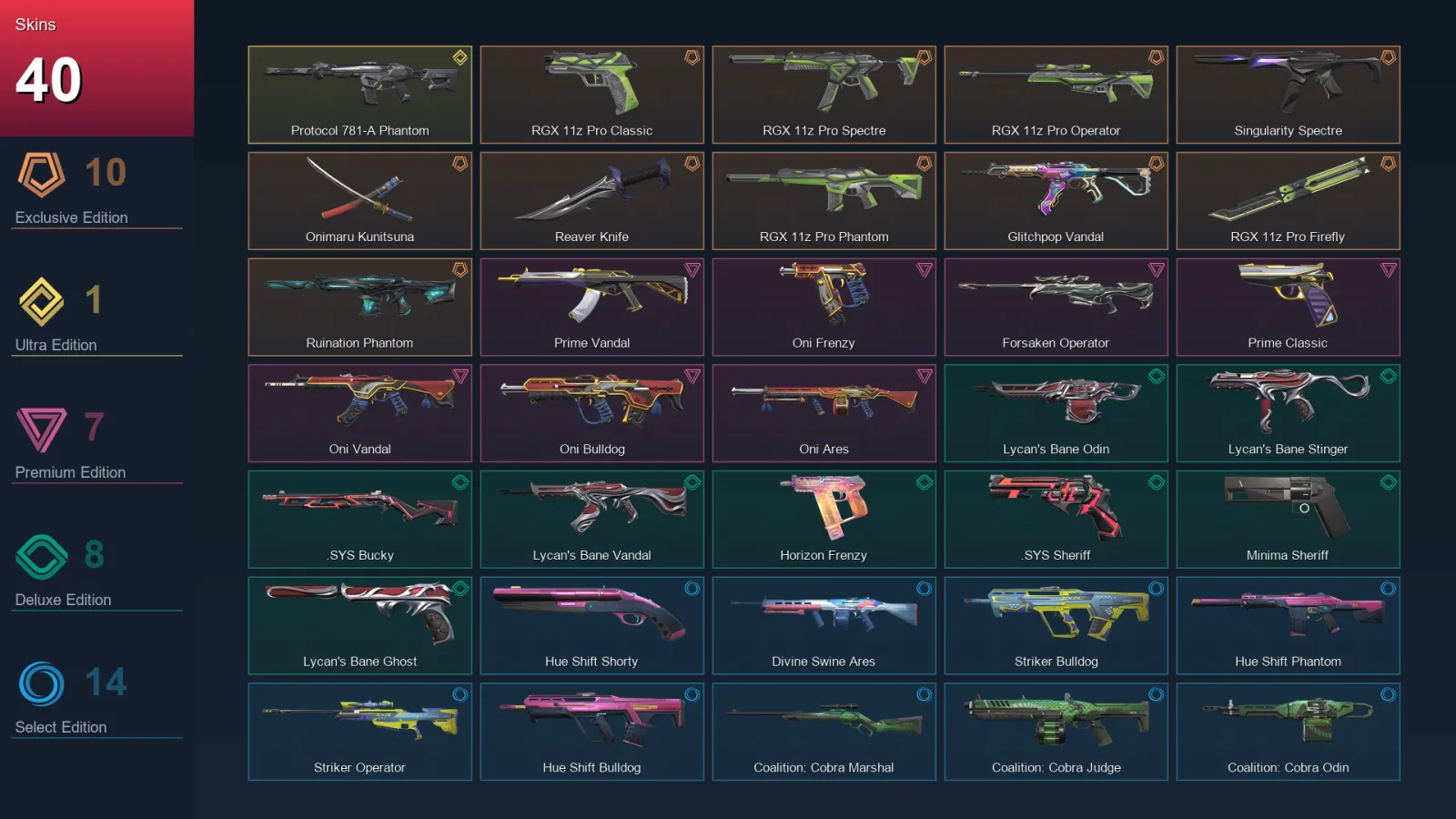 EU | Lv44 | Unranked | 40 Skin | 20 Agent | 30 Buddy