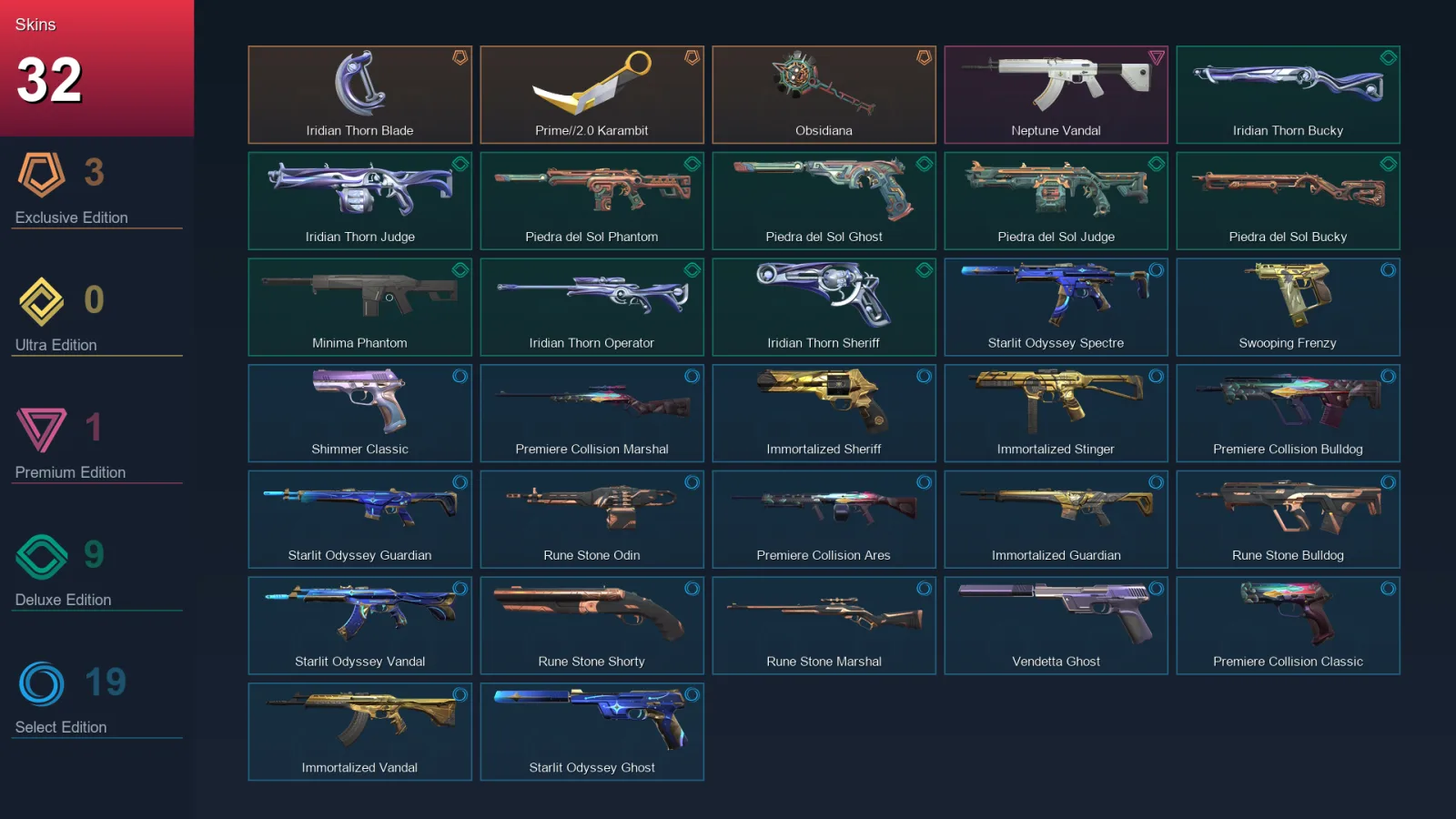 EU | Lv81 | Unranked | 32 Skin | 14 Agent | 40 Buddy