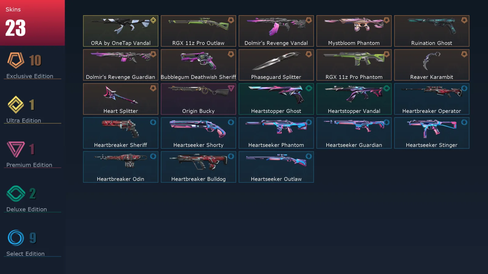 [Valorant] | EU | Level 53 | Diamond 1 | 16 Agents | 23 Skins