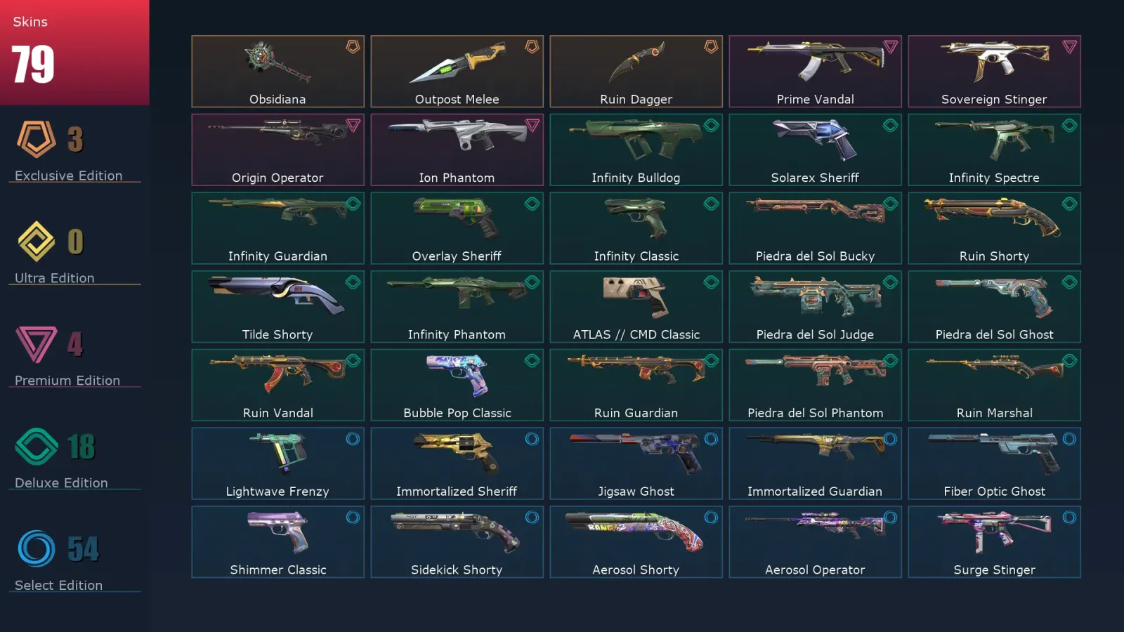 [Valorant] | EU | Level 361 | 29 Agents | 79 Skins