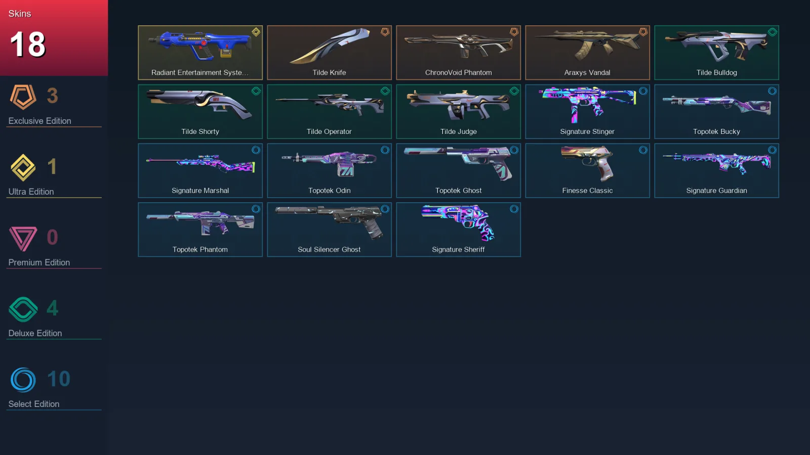 NA | Lv88 | Unranked | 18 Skin | 24 Agent | 40 Buddy