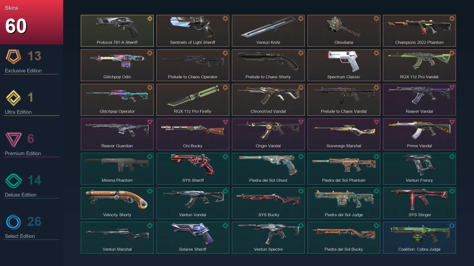 NA | Lv170 | Unranked | 60 Skin | 29 Agent | 87 Buddy