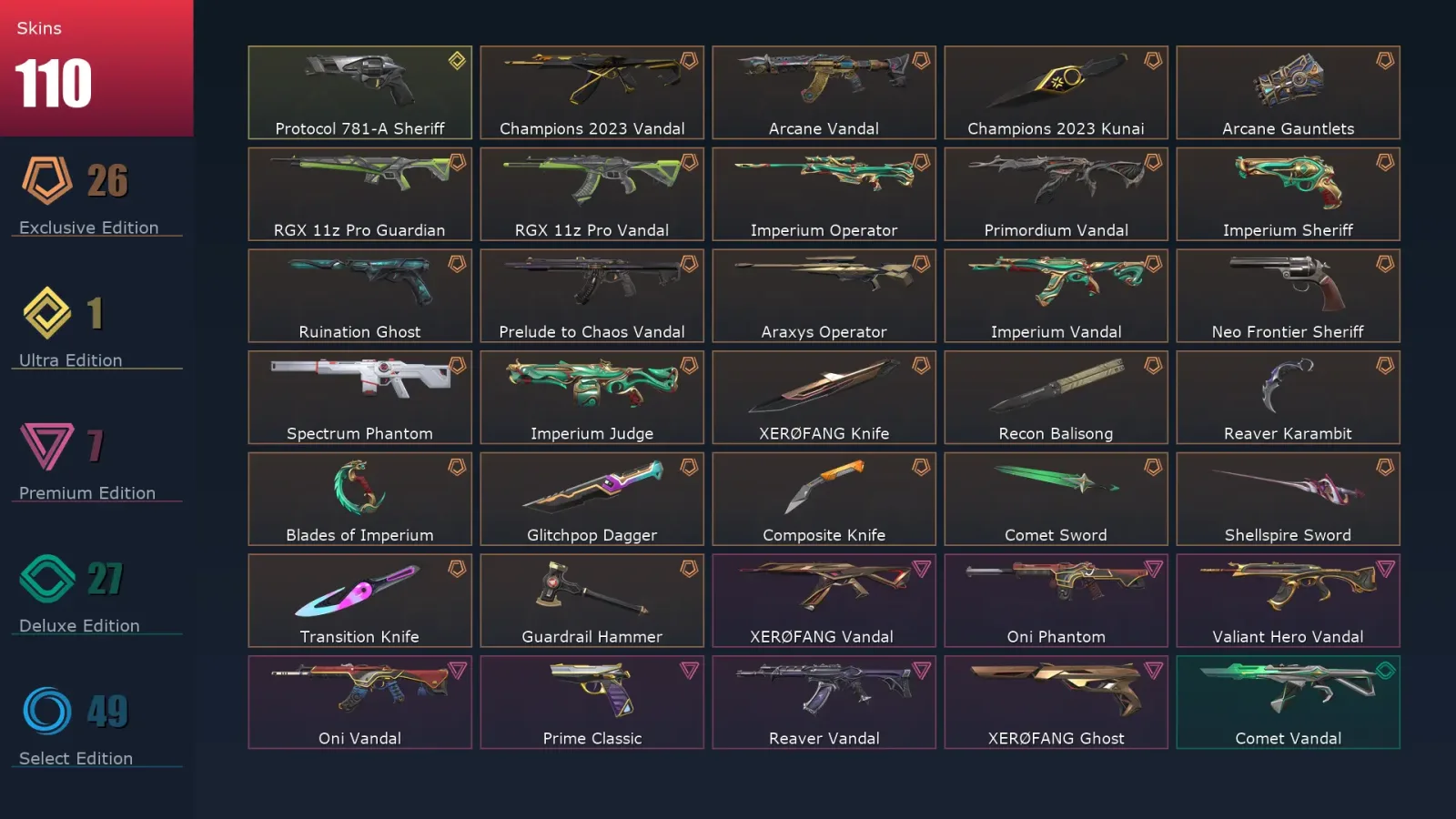 [Valorant] | EU | Level 170 | Ascendant 3 | 29 Agents | 110 Skins — Valorant account