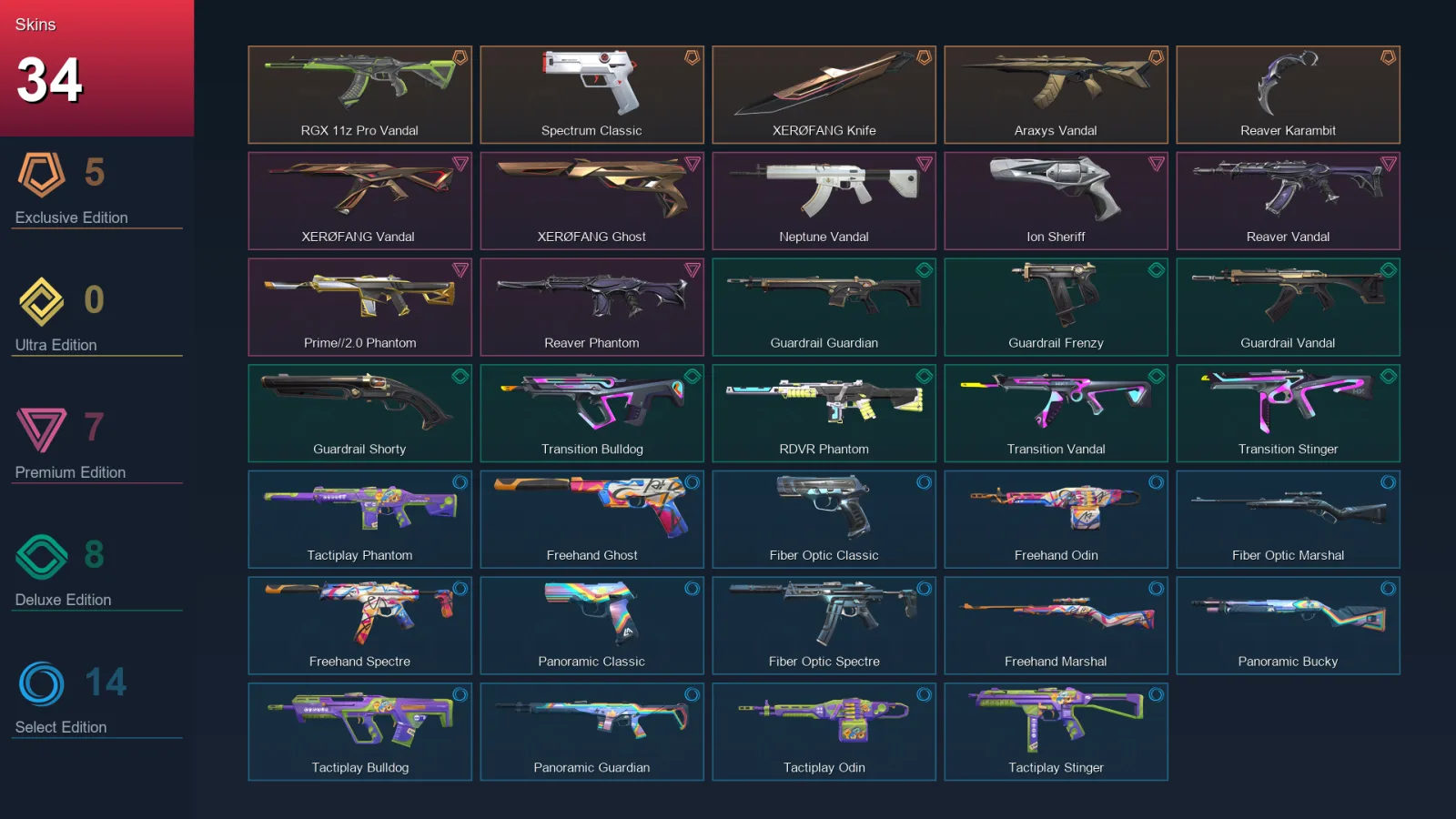 NA | Lv44 | Unranked | 34 Skin | 23 Agent | 28 Buddy
