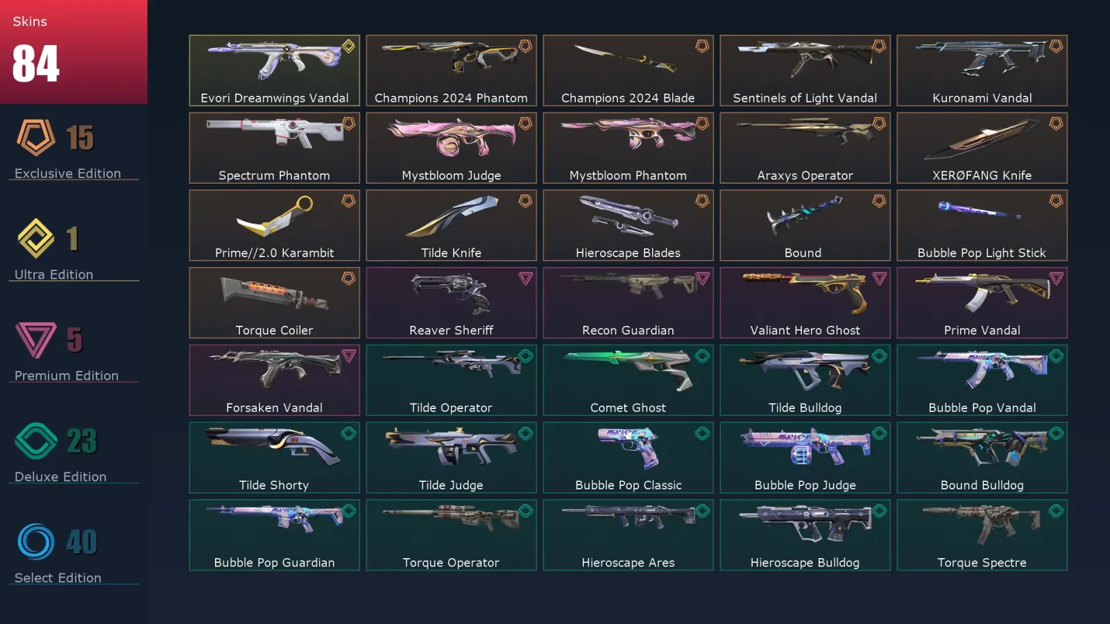[Valorant] | EU | Level 165 | Gold 3 | 29 Agents | 84 Skins — Valorant account
