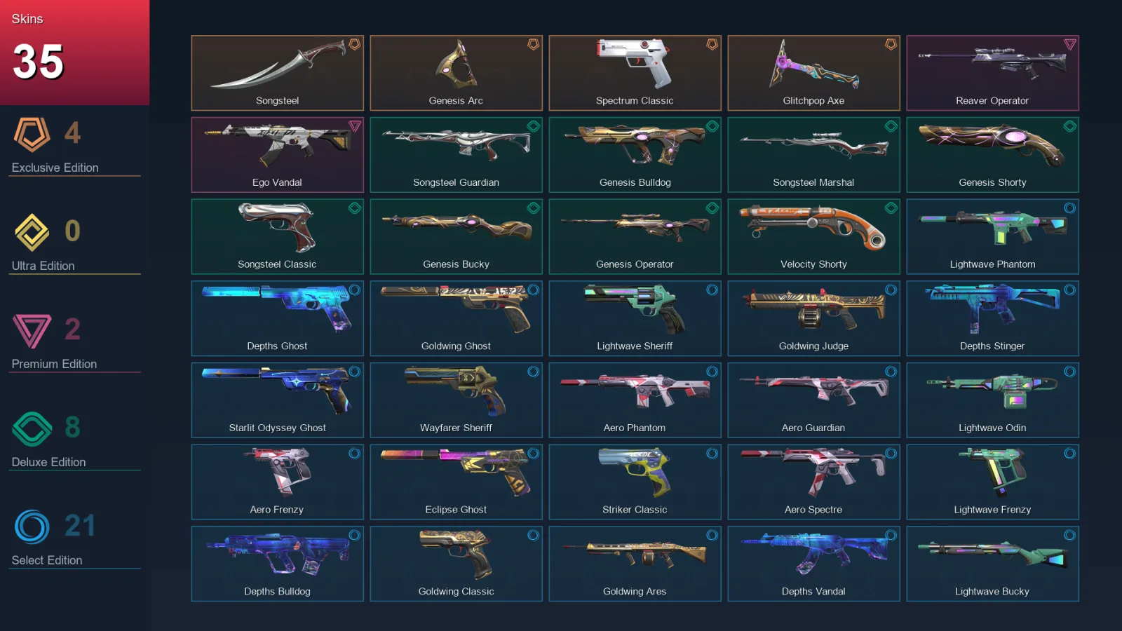 NA | Lv117 | Unranked | 35 Skin | 23 Agent | 78 Buddy &mdash; Valorant account with Frenzy skin
