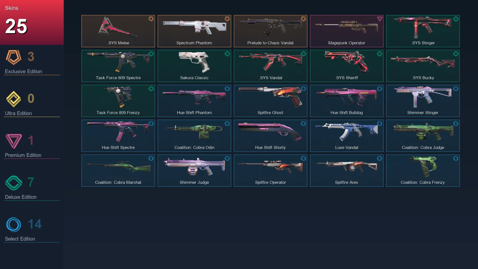AP | Lv35 | Unranked | 25 Skin | 12 Agent | 16 Buddy
