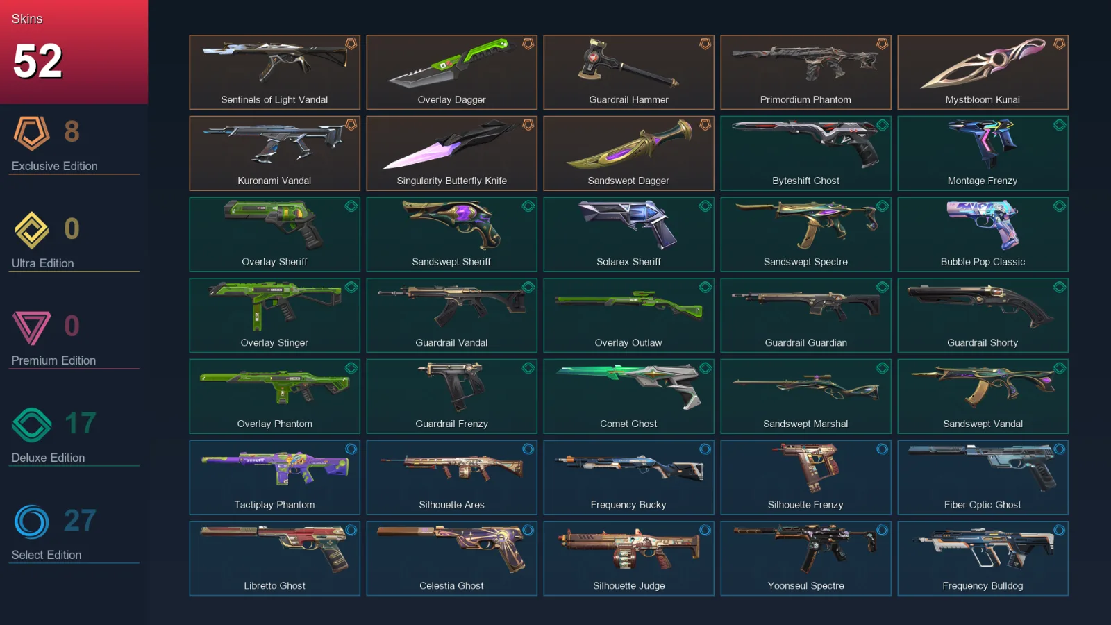 LA | Lv320 | Unranked | 52 Skin | 28 Agent | 101 Buddy