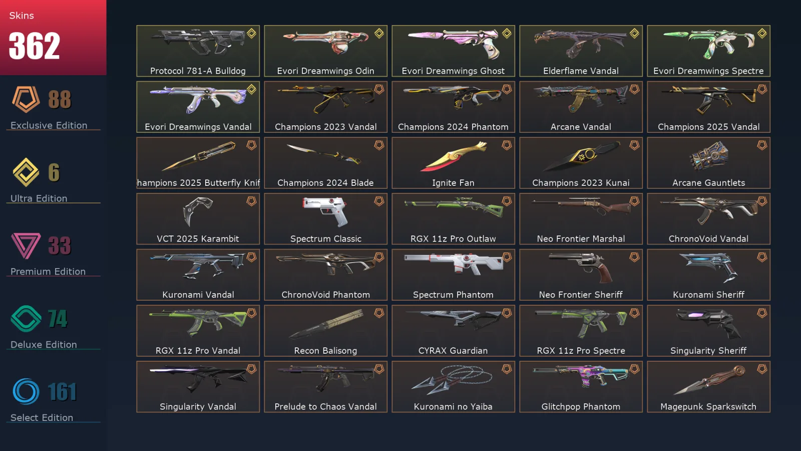 [Valorant] | EU | Level 432 | 29 Agents | 362 Skins
