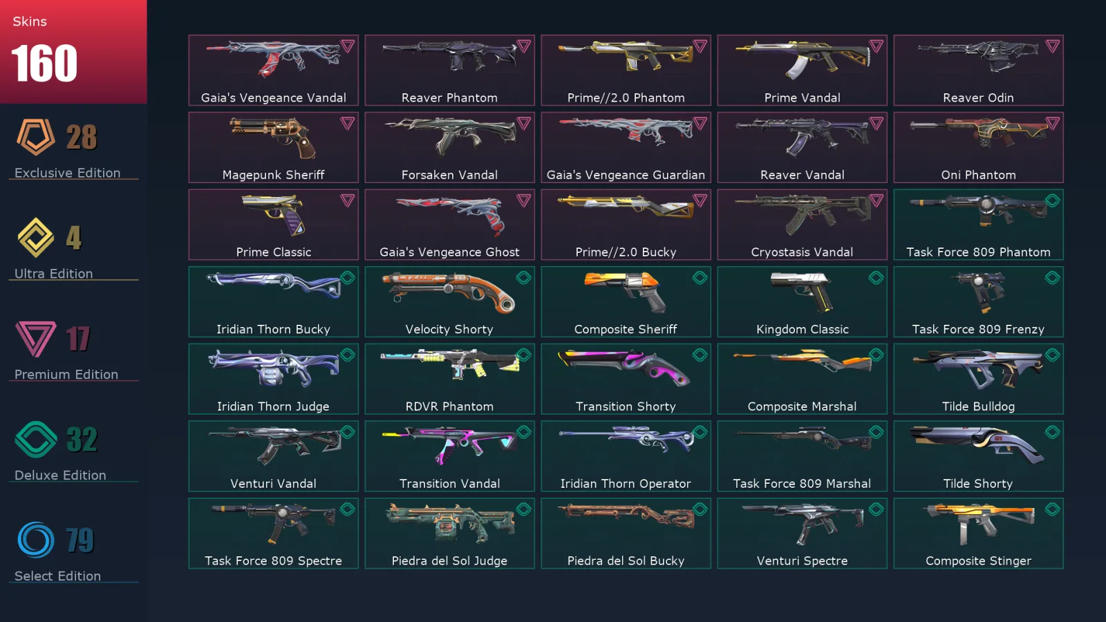 [Valorant] | EU | Level 419 | 26 Agents | 160 Skins