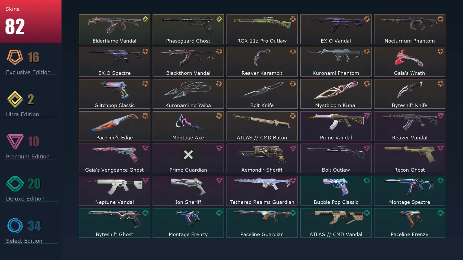 [Valorant] | EU | Level 235 | Platinum 1 | 29 Agents | 82 Skins — Valorant account