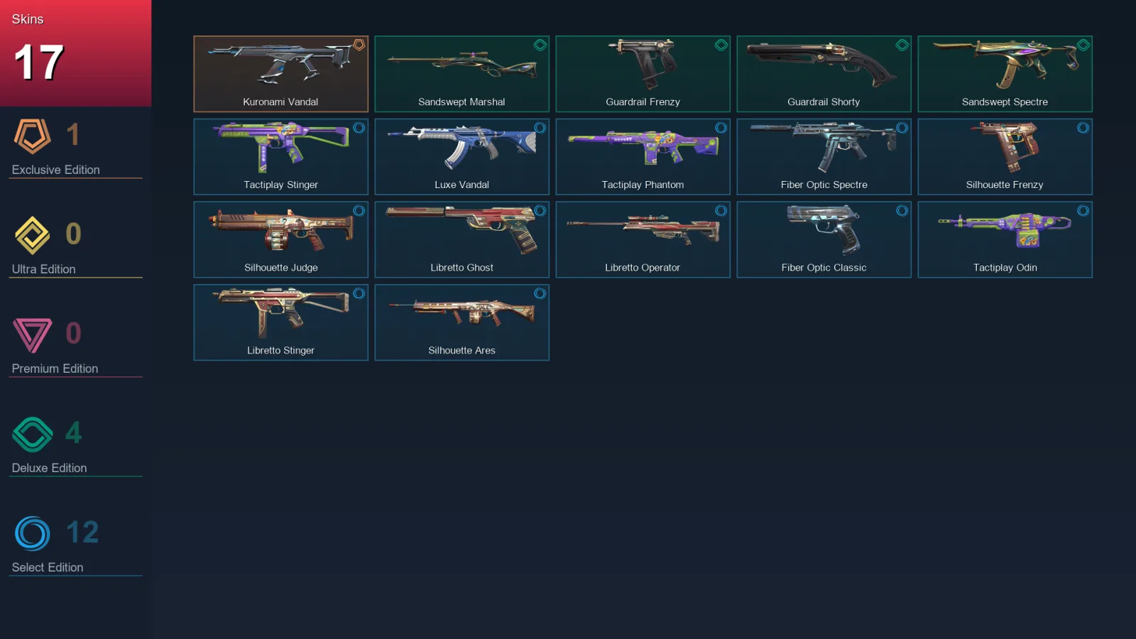 NA | Lv26 | Unranked | 17 Skin | 9 Agent | 15 Buddy