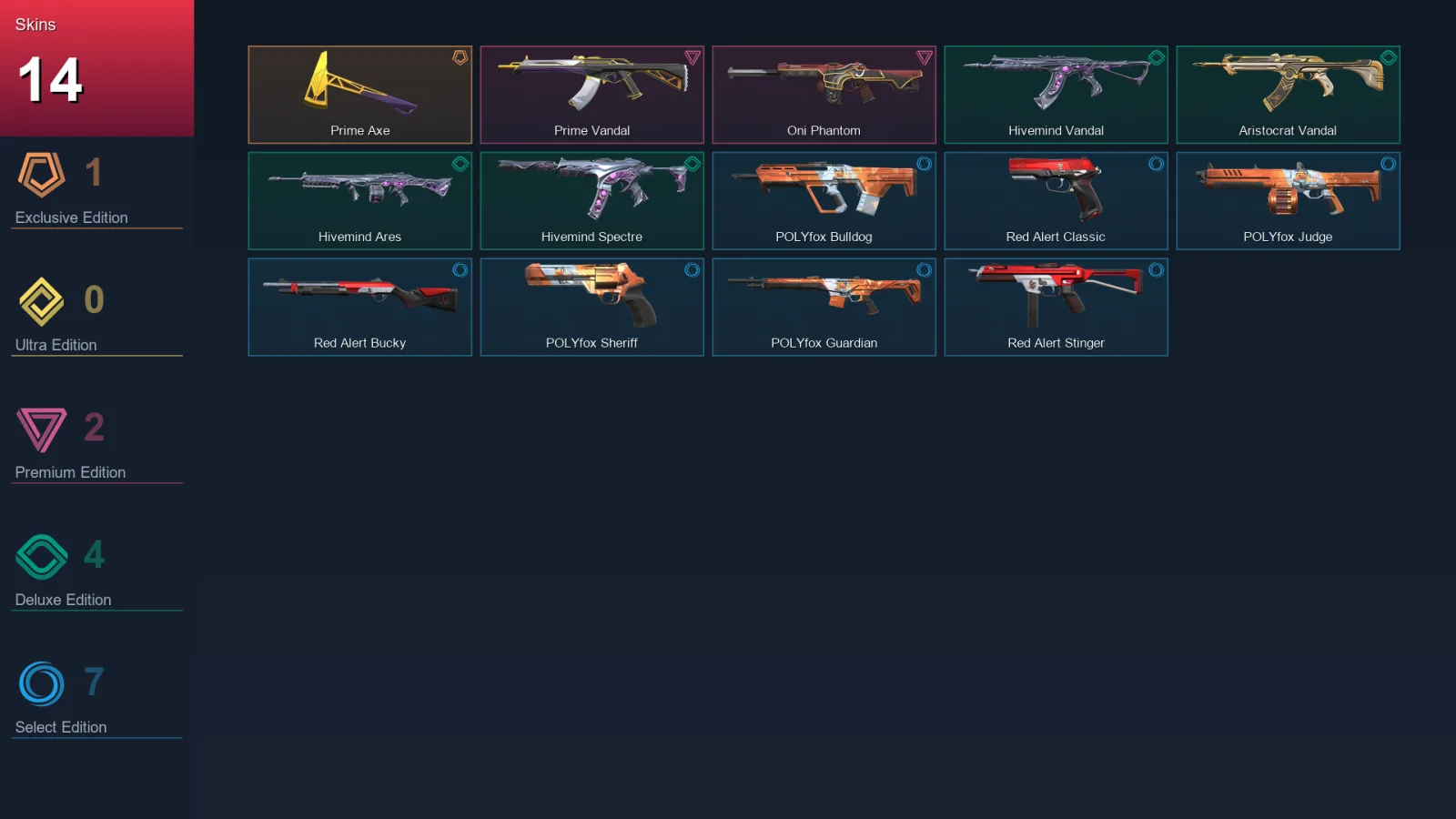 AP | Lv52 | Unranked | 14 Skin | 19 Agent | 30 Buddy