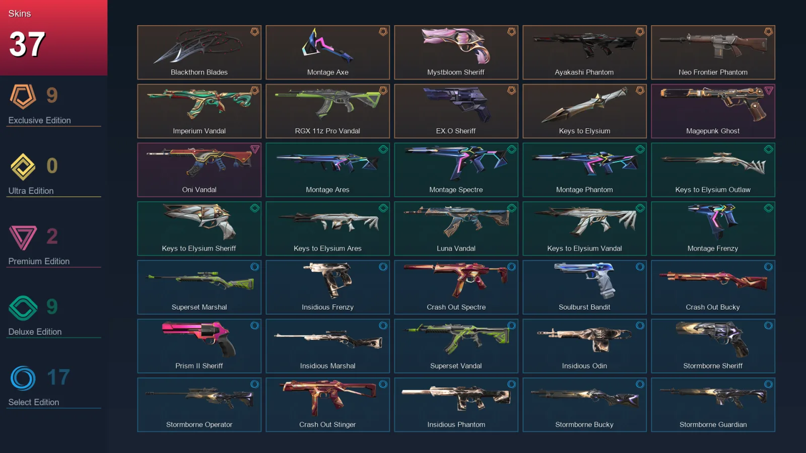 EU | Lv70 | Unranked | 37 Skin | 19 Agent | 31 Buddy