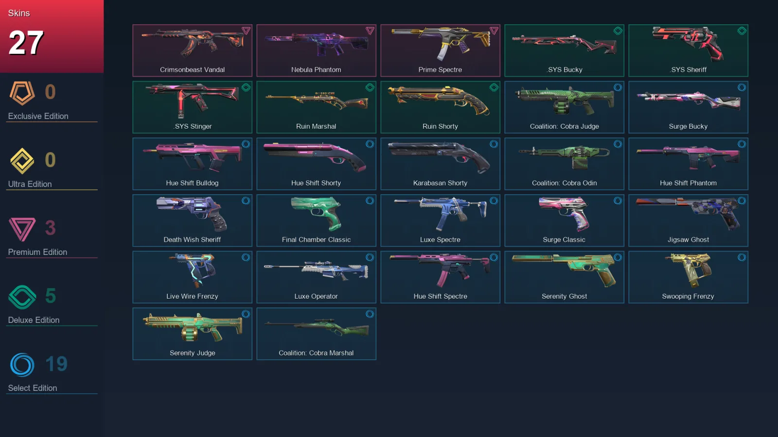BR | Lv131 | Unranked | 27 Skin | 20 Agent | 59 Buddy — Valorant account