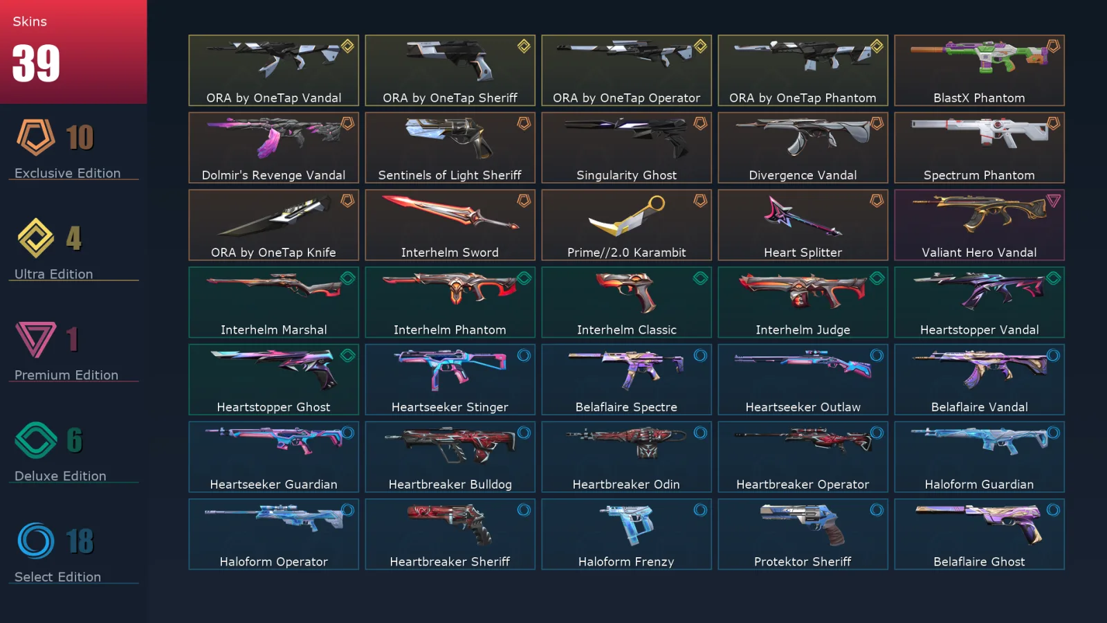 [Valorant] | EU | Level 96 | Diamond 2 | 23 Agents | 39 Skins — Valorant account