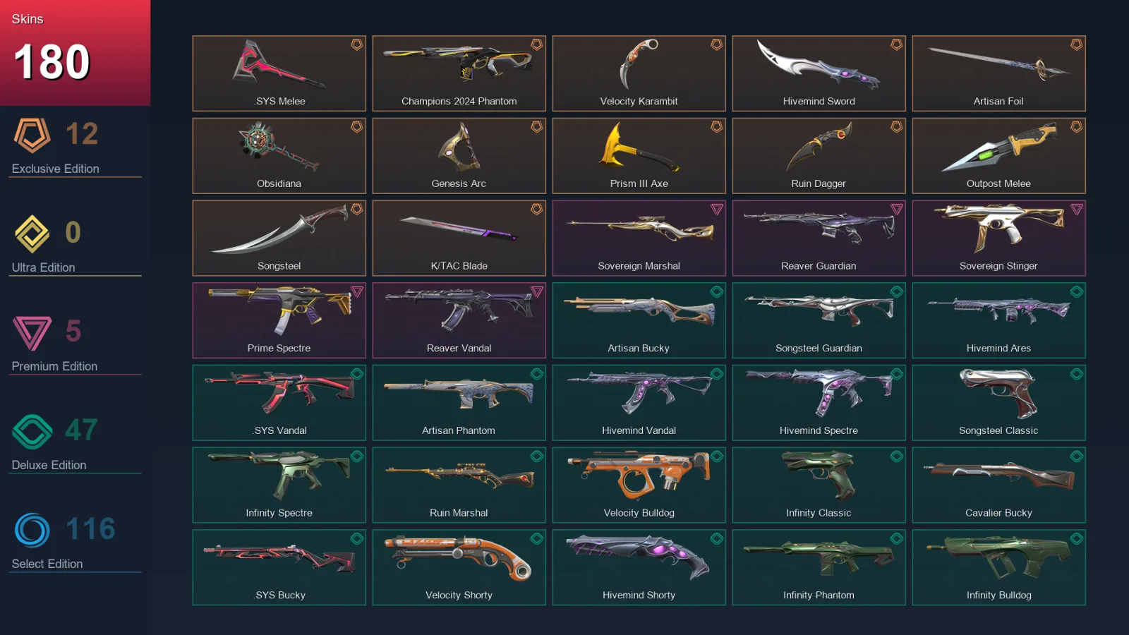 LA | Lv419 | Unranked | 180 Skin | 25 Agent | 211 Buddy