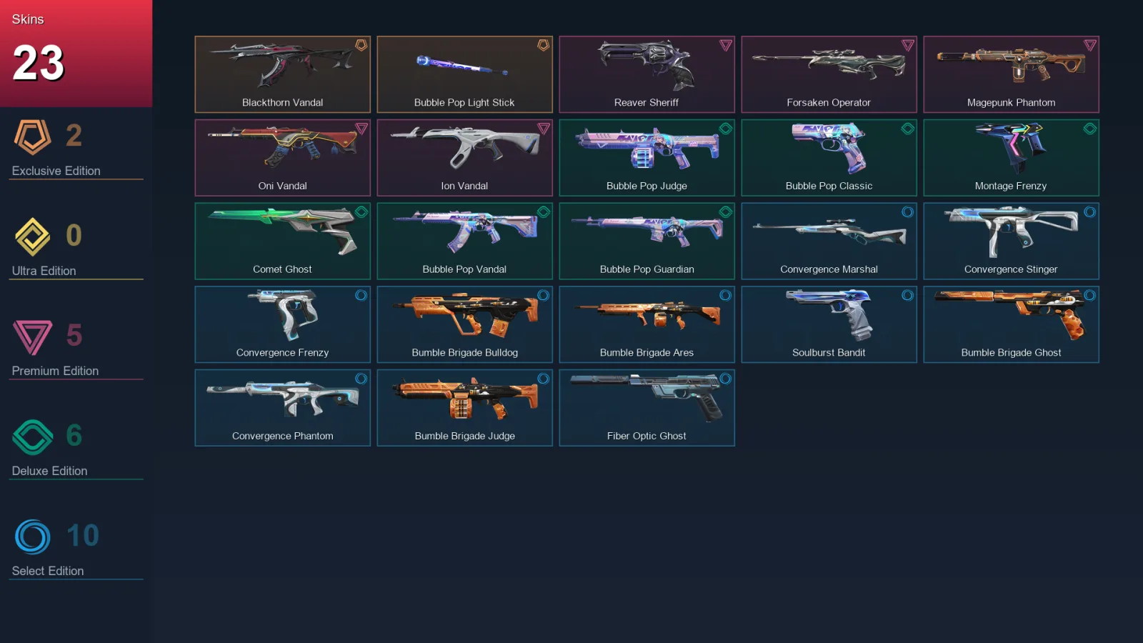 AP | Lv109 | Unranked | 23 Skin | 29 Agent | 42 Buddy
