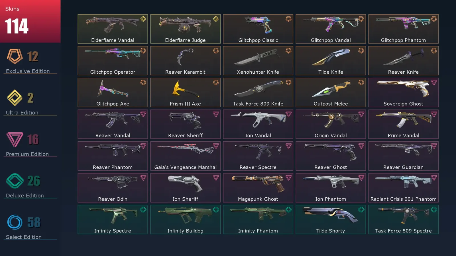 [Valorant] | EU | Level 150 | 29 Agents | 114 Skins — Valorant account