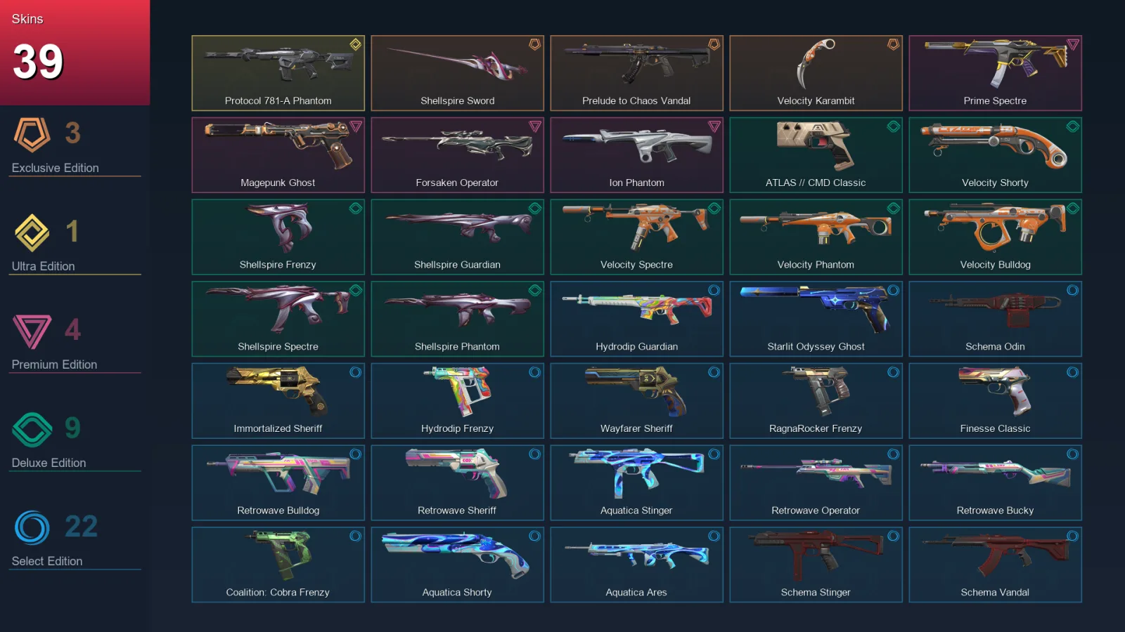 EU | Lv130 | Unranked | 39 Skin | 27 Agent | 70 Buddy