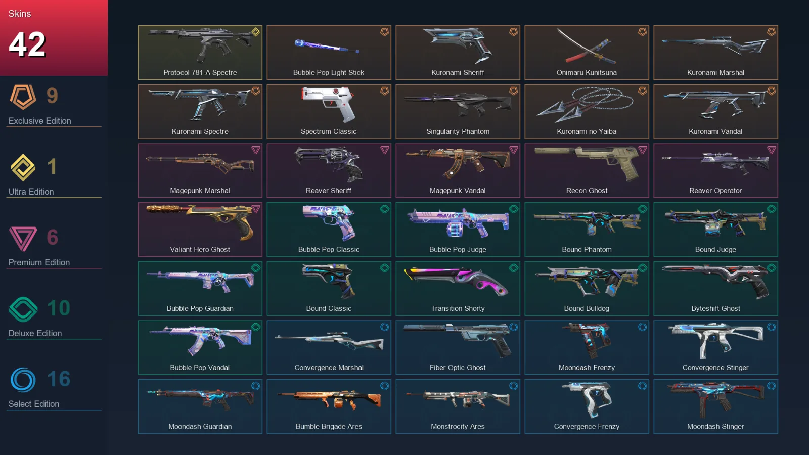 EU | Lv144 | Unranked | 42 Skin | 28 Agent | 82 Buddy