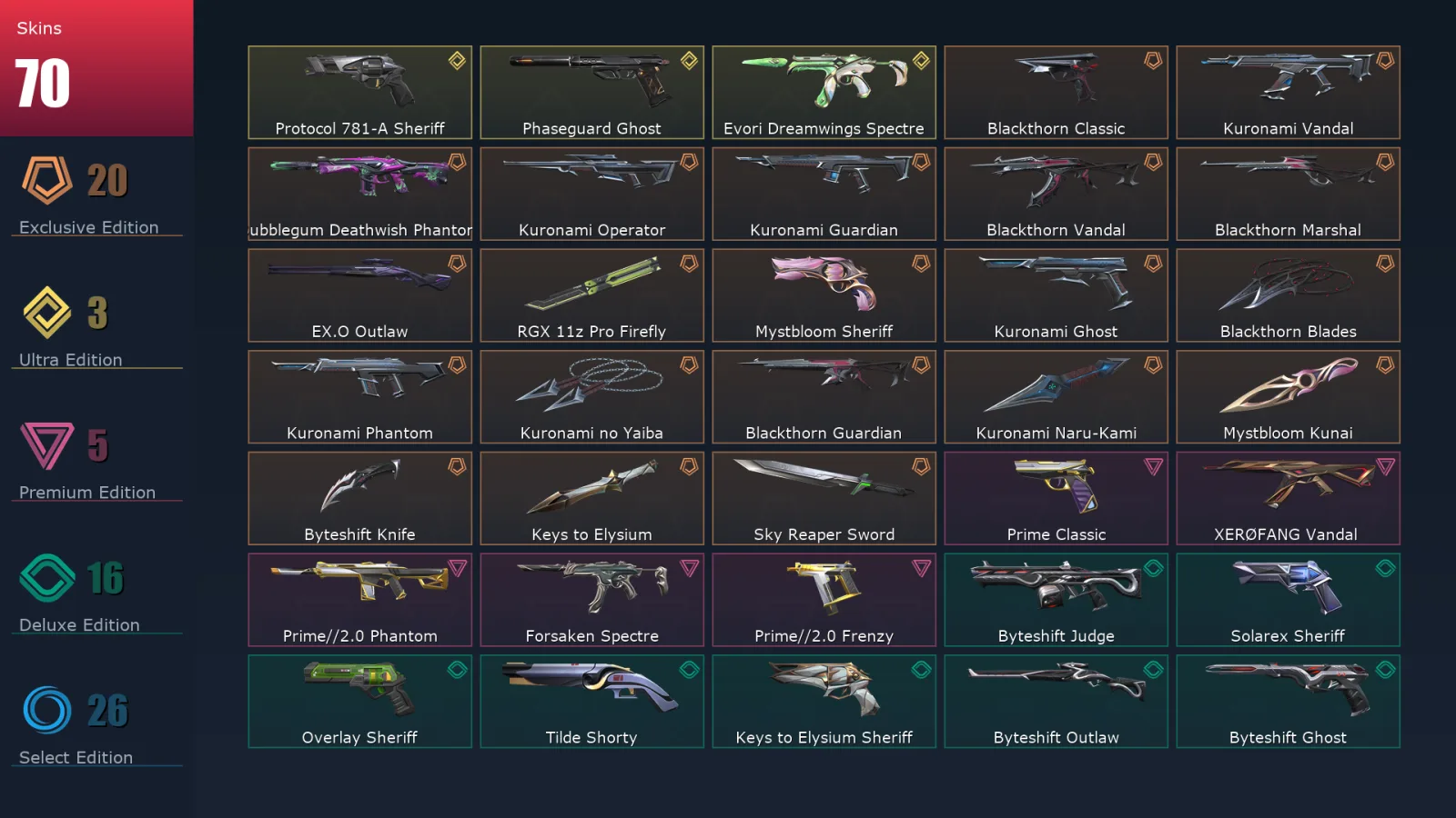 [Valorant] | EU | Level 326 | Diamond 2 | 29 Agents | 71 Skins