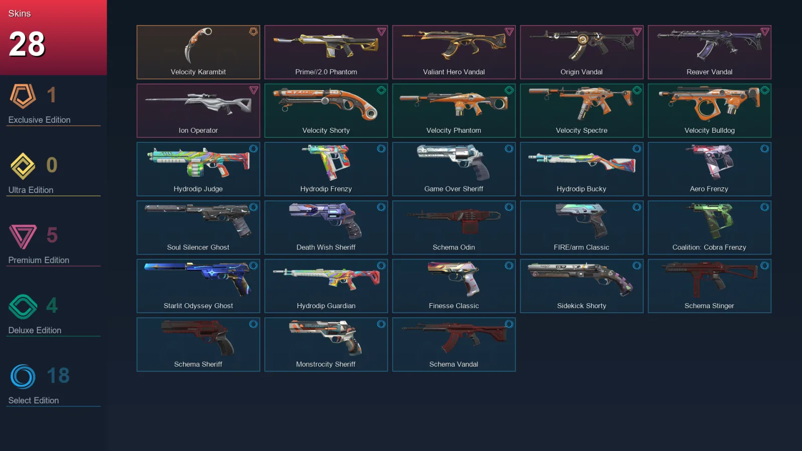 AP | Lv175 | Unranked | 28 Skin | 24 Agent | 76 Buddy — Valorant account