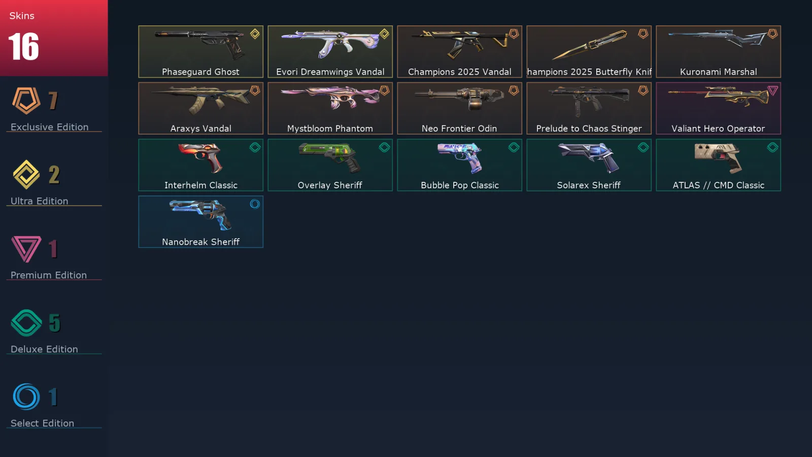 [Valorant] | EU | Level 224 | 28 Agents | 16 Skins