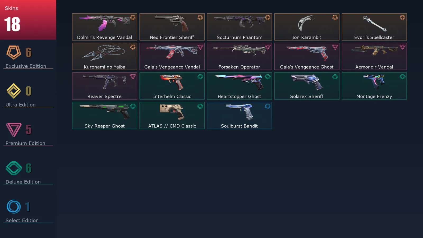 [Valorant] | EU | Level 193 | Ascendant 1 | 26 Agents | 18 Skins