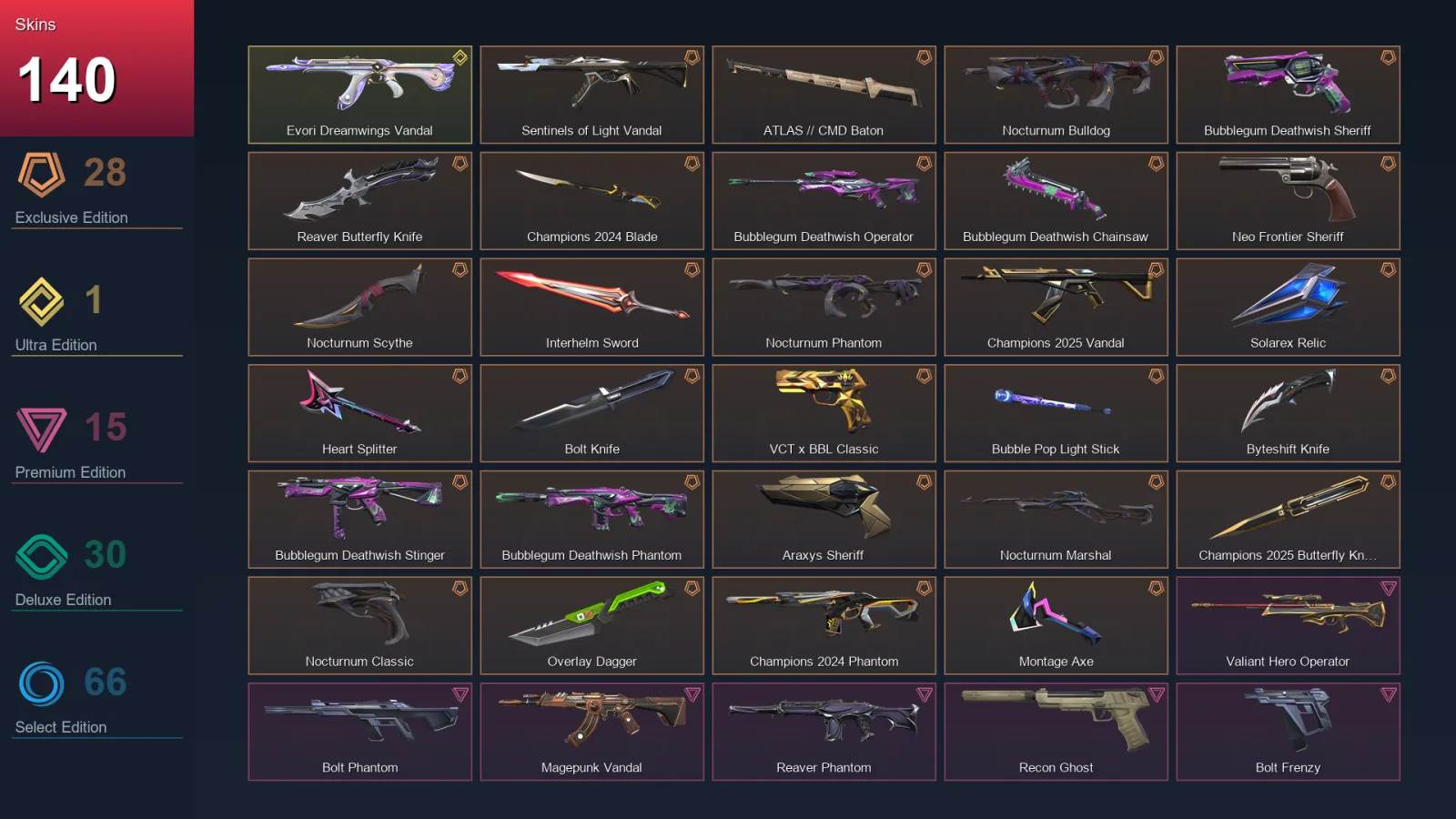 EU | Lv154 | Unranked | 140 Skin | 28 Agent | 117 Buddy — Byteshift Judge