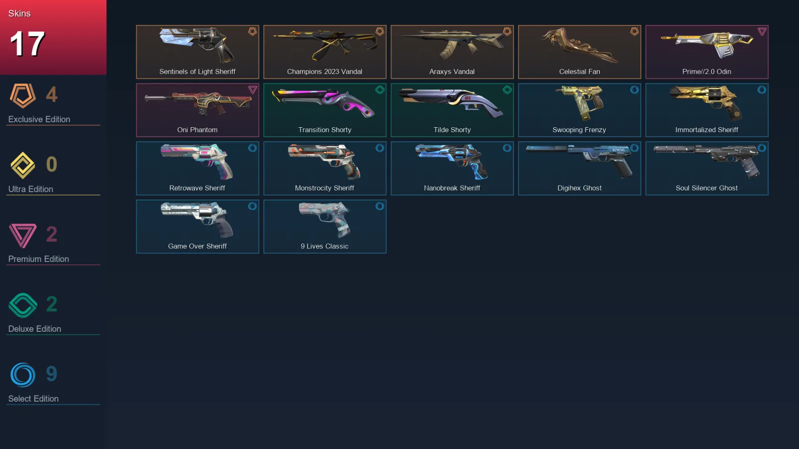 AP | Lv184 | Unranked | 17 Skin | 28 Agent | 81 Buddy