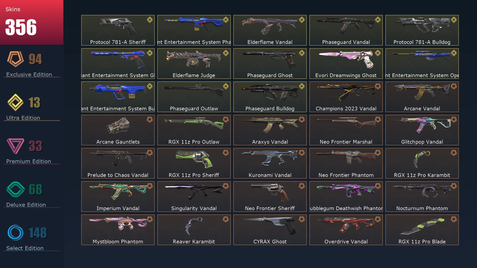 [Valorant] | EU | Level 397 | 29 Agents | 356 Skins