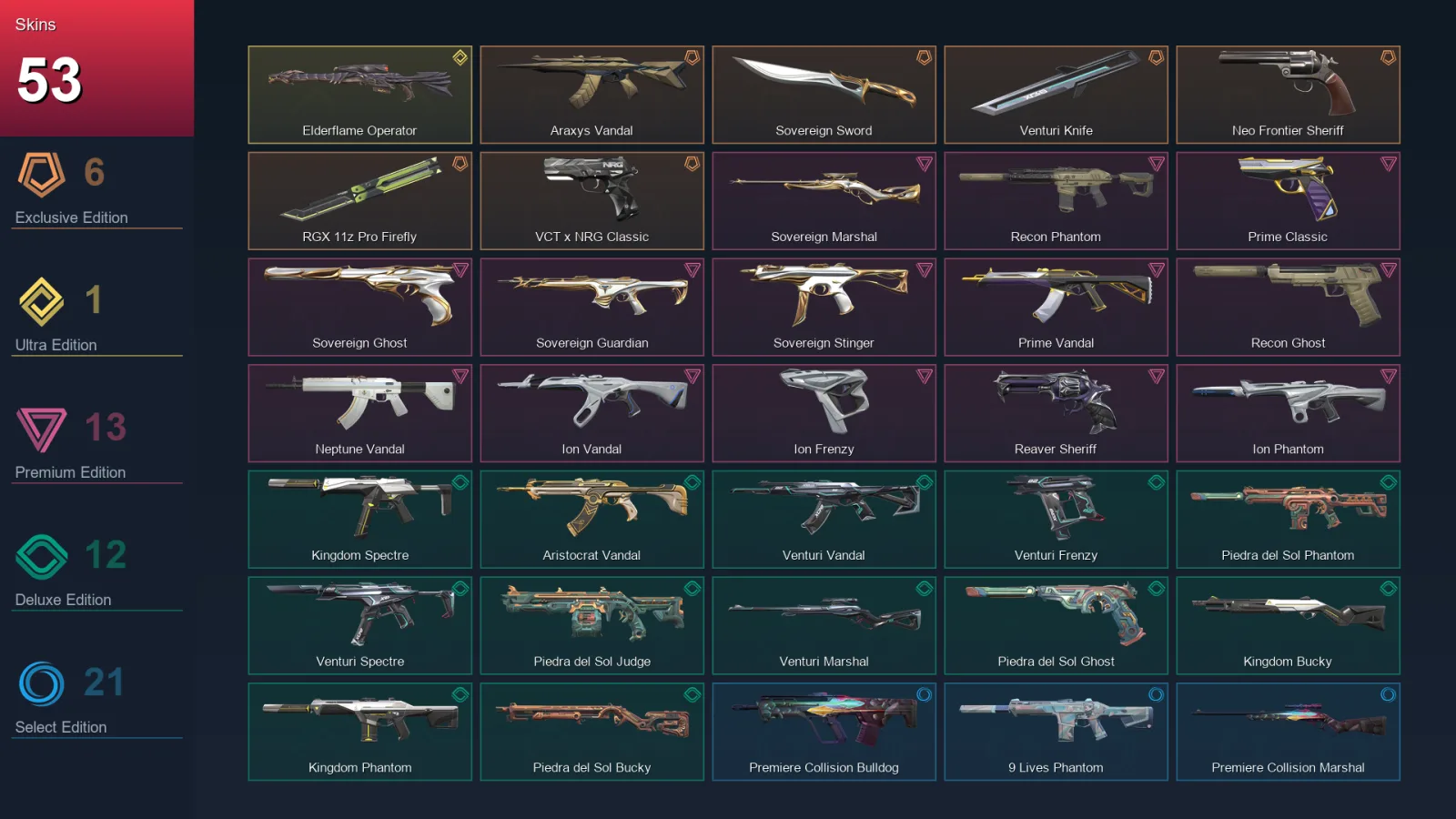 NA | Lv105 | Unranked | 53 Skin | 22 Agent | 72 Buddy