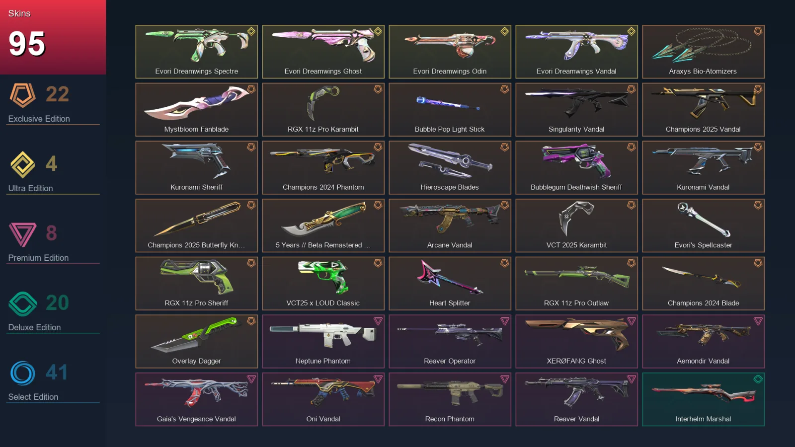 BR | Lv114 | Unranked | 95 Skin | 25 Agent | 82 Buddy
