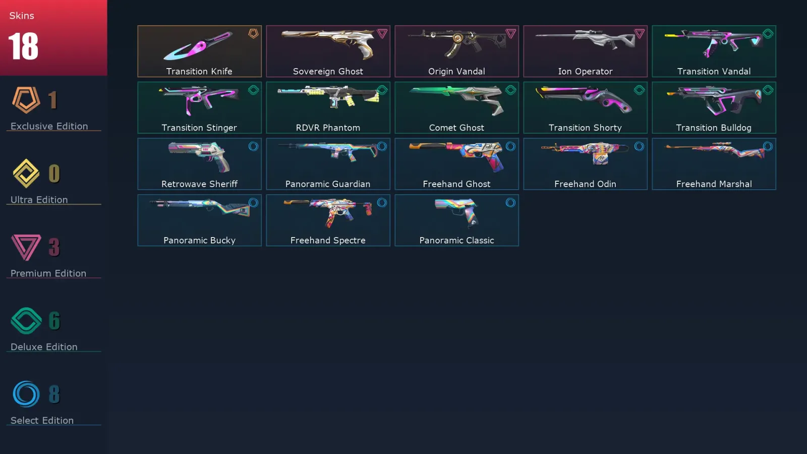 [Valorant] | EU | Level 128 | 28 Agents | 18 Skins