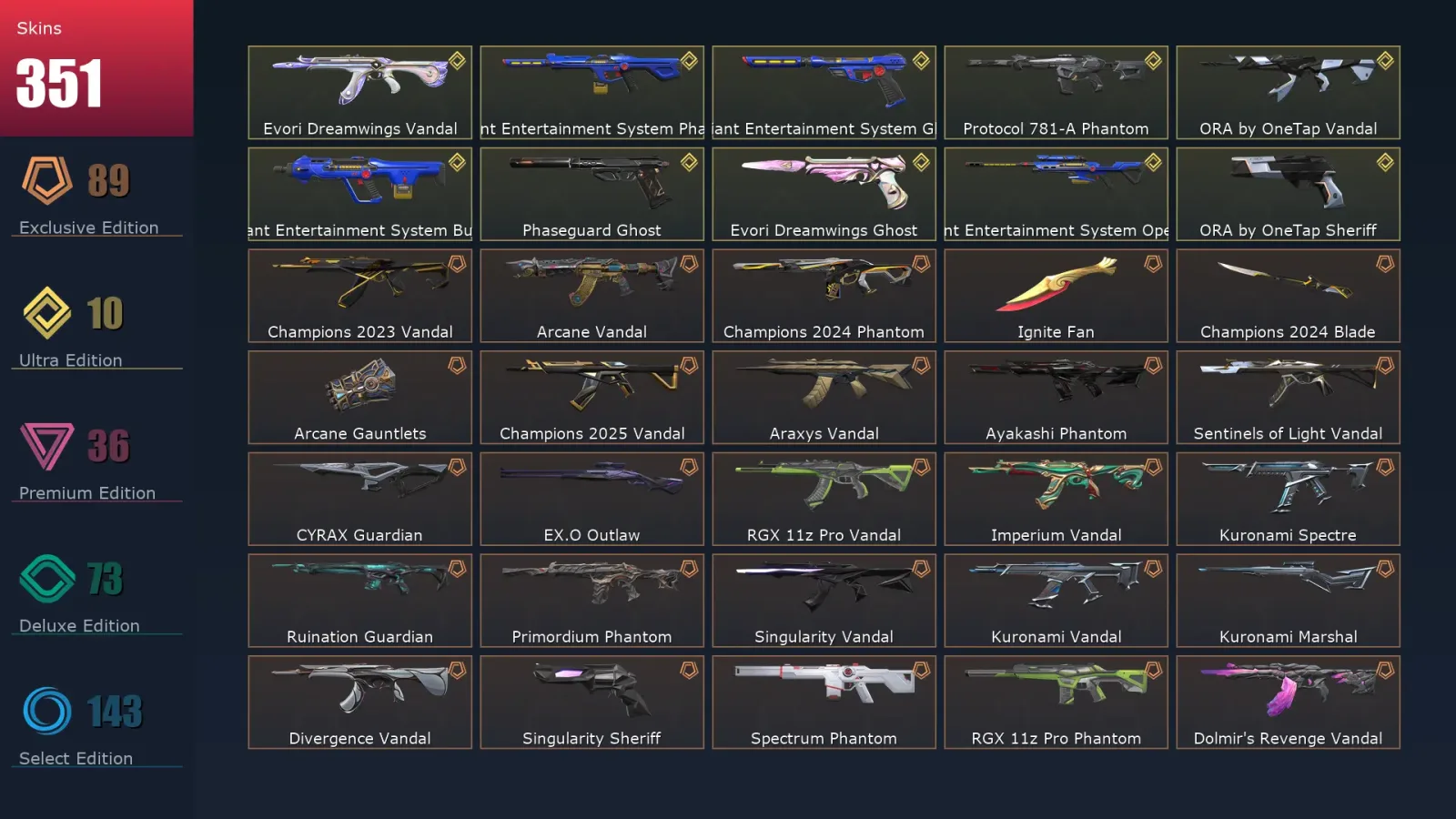 [Valorant] | EU | Level 500 | Silver 3 | 29 Agents | 351 Skins — Valorant account