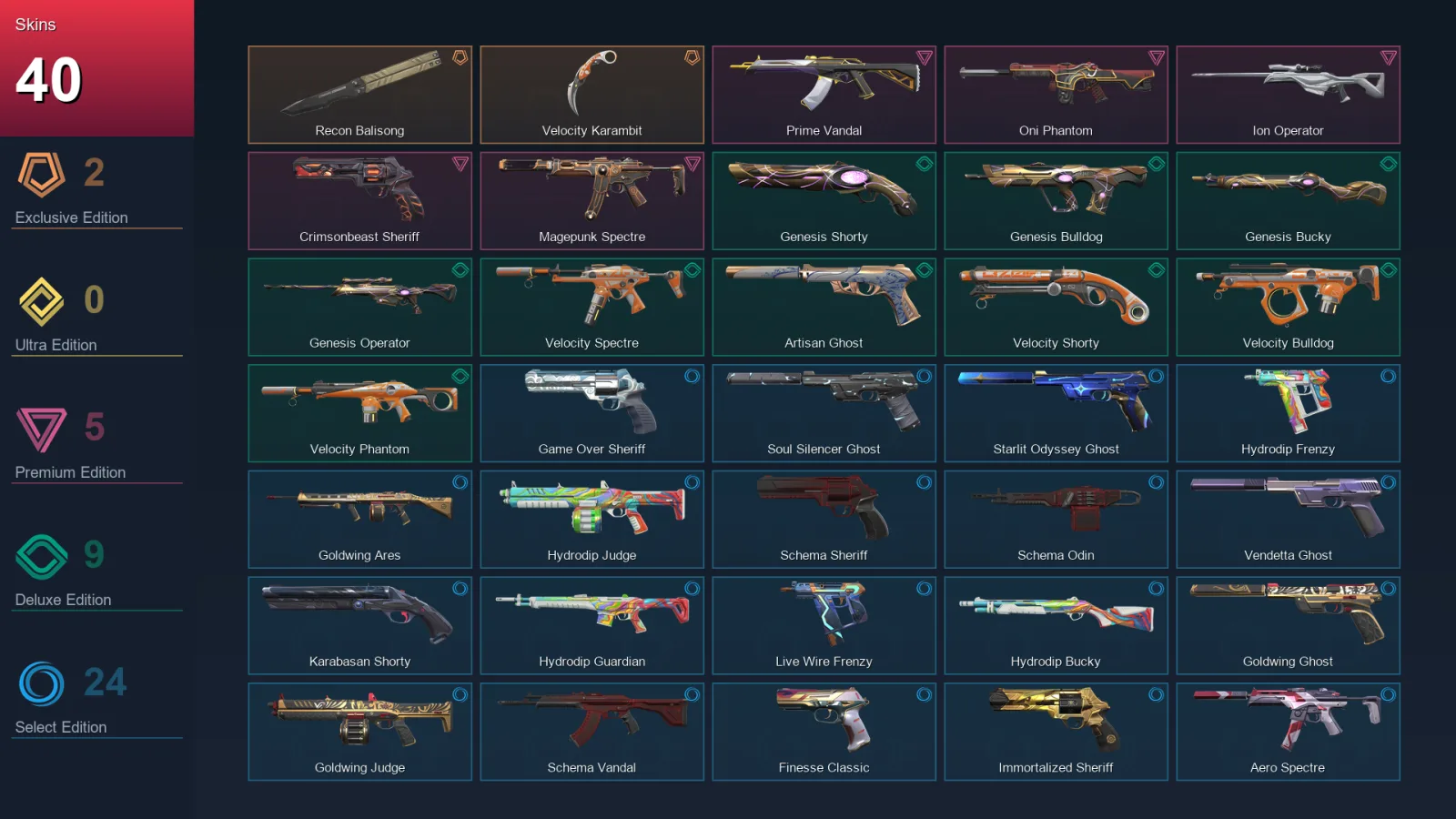 AP | Lv192 | Unranked | 40 Skin | 28 Agent | 82 Buddy — Valorant account