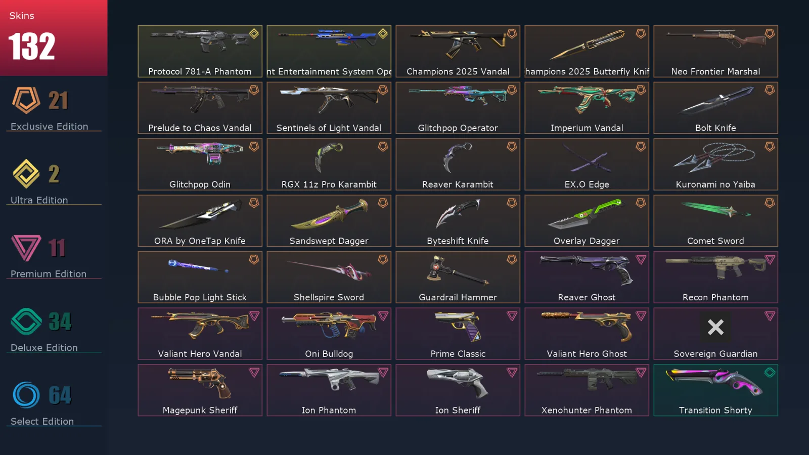 [Valorant] | EU | Level 253 | 29 Agents | 132 Skins