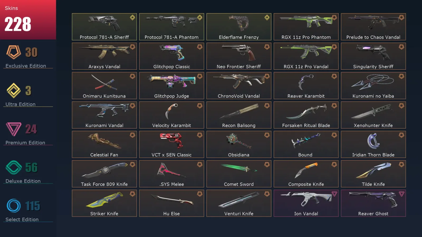 [Valorant] | EU | Level 248 | Diamond 2 | 25 Agents | 228 Skins — Valorant account