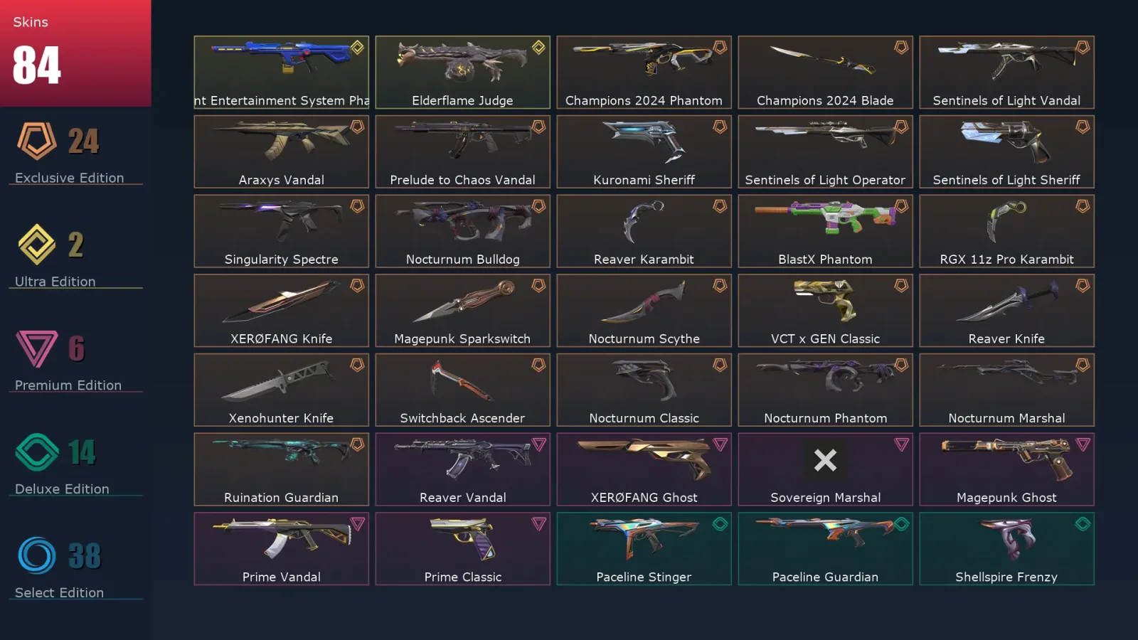 [Valorant] | EU | Level 55 | 20 Agents | 84 Skins — Valorant account