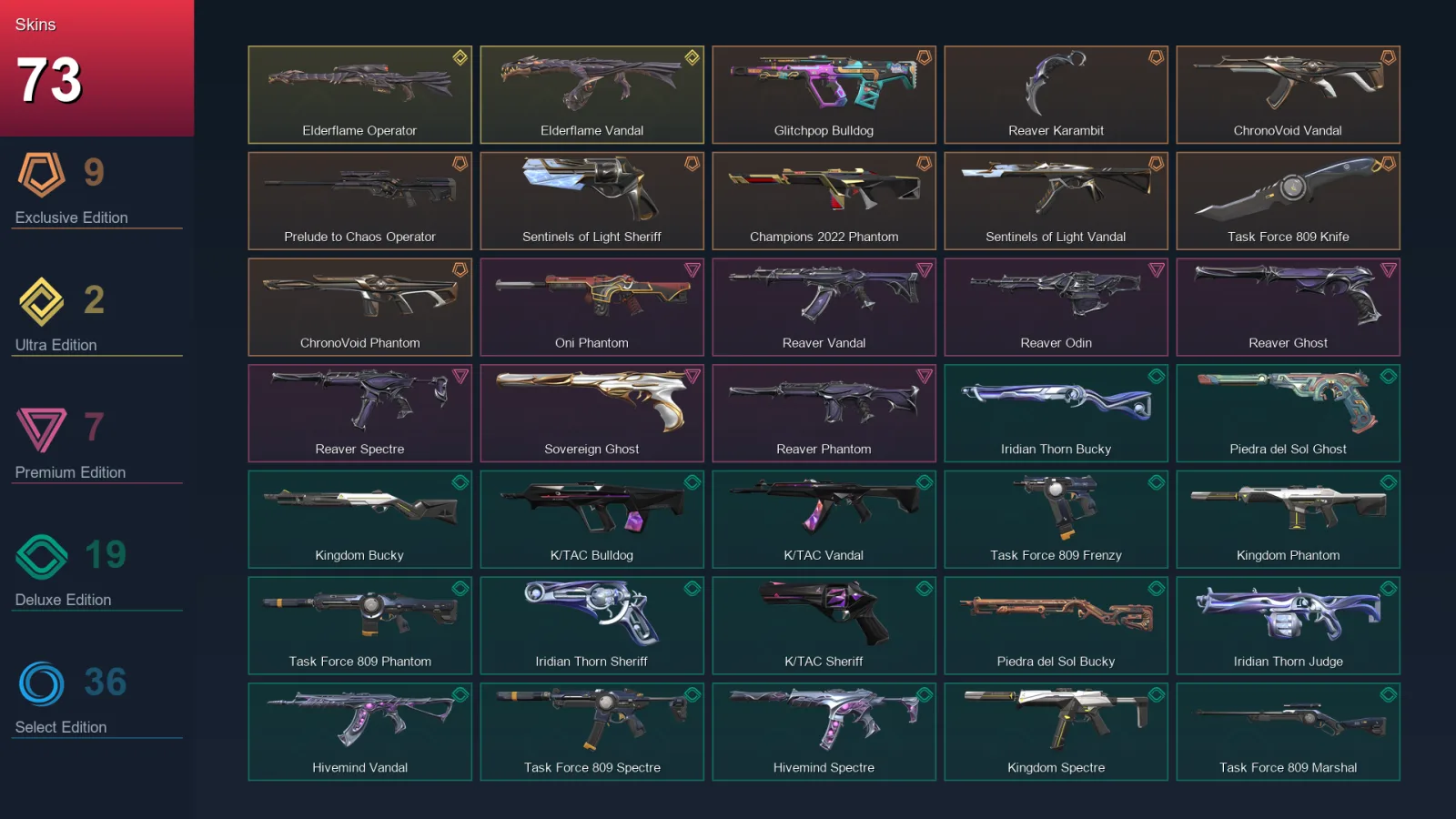 EU | Glitchpop Bulldog | Reaver Karambit | ChronoVoid Vandal | Prelude to Chaos Operator | 73 Skin | 21 Agent | 70 Buddy | Lv71