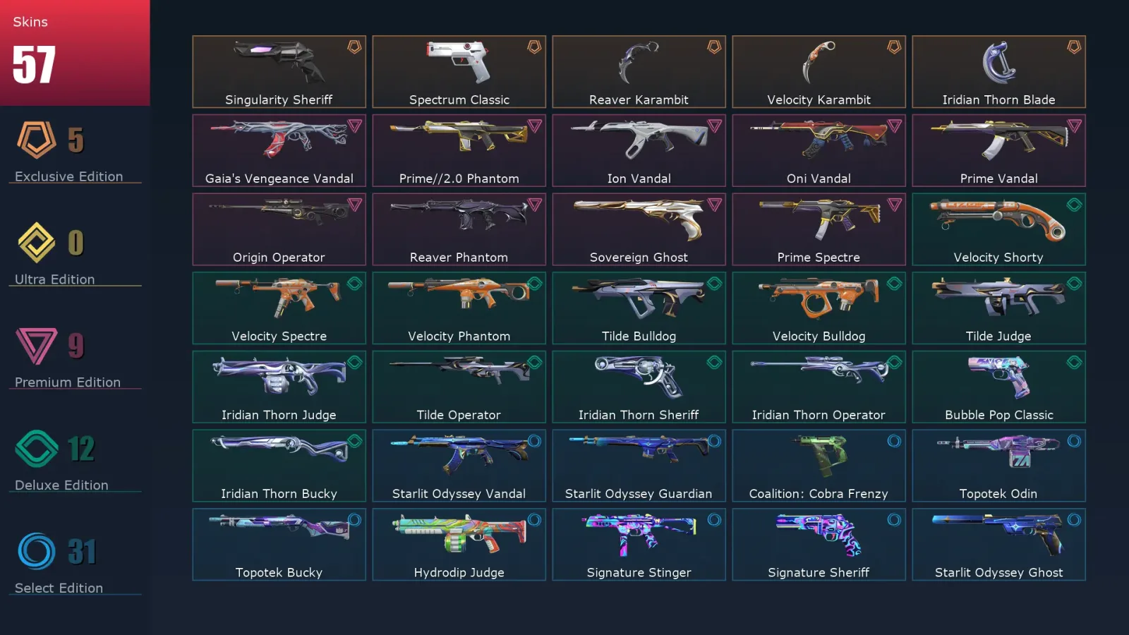 [Valorant] | EU | Level 167 | 28 Agents | 57 Skins — Valorant account