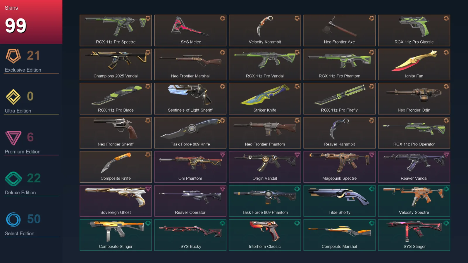 AP | Lv262 | Unranked | 99 Skin | 28 Agent | 114 Buddy — Valorant account