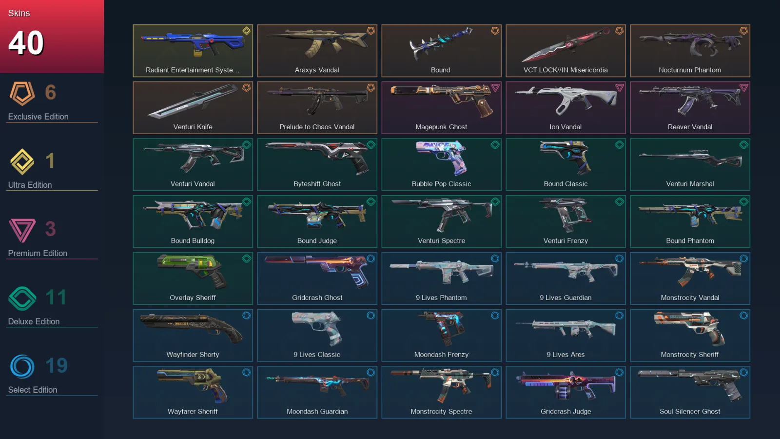 EU | Lv146 | Unranked | 40 Skin | 28 Agent | 85 Buddy — Valorant account