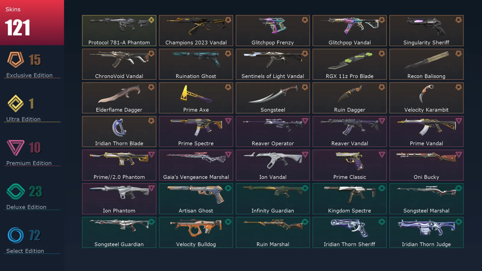 [Valorant] | EU | Level 349 | 25 Agents | 121 Skins